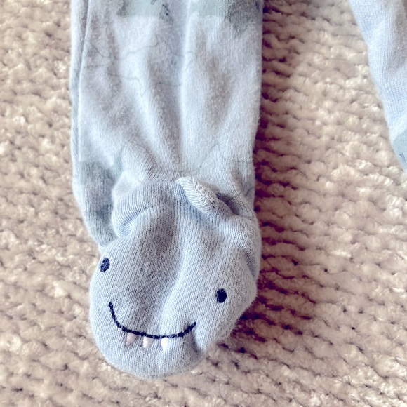 Carter’s Shark Print Pajama Set, Outfit, Blue and Gray, Newborn - Picture 6 of 6